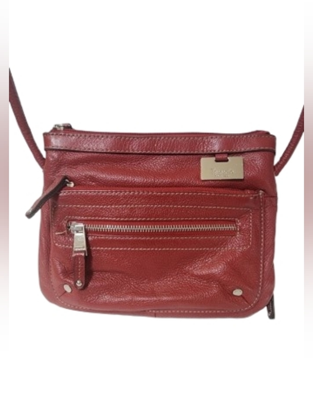 Red Leather Crossbody Bag by Tignanello lots of pockets Genuine Leather EUC